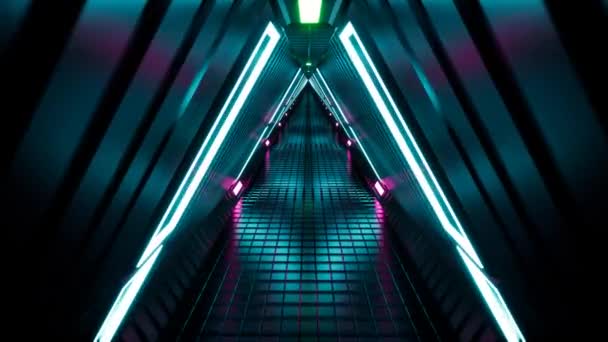 Neonowy tunel fluorescencyjny ultrafioletowy — Wideo stockowe