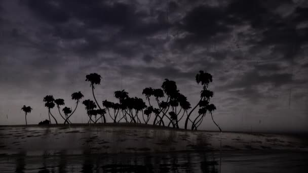 Tormenta palmeras árbol océano — Vídeos de Stock