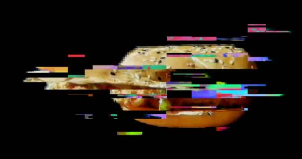 Desenhado marcador pixel hambúrguer glitch desenho animado animação artesanal sem costura loop lcd tela de fundo. Nova qualidade universal vintage stop motion dinâmico animado colorido alegre legal vídeo footage — Vídeo de Stock