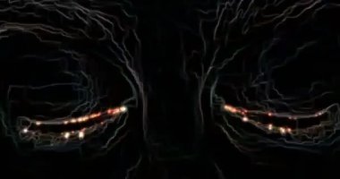Glitch lcd led ekran arka plan animasyon yeşil piksel gözleri sembolü... Yeni kalite evrensel yakın vintage dinamik animasyonlu renkli neşeli serin video görüntüleri