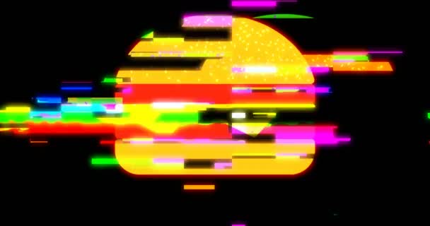 Disegnato pennarello pixel burger glitch cartone animato a mano senza soluzione di continuità loop schermo lcd sfondo. Nuova qualità universale vintage stop motion dinamico animato colorato gioioso fresco video — Video Stock