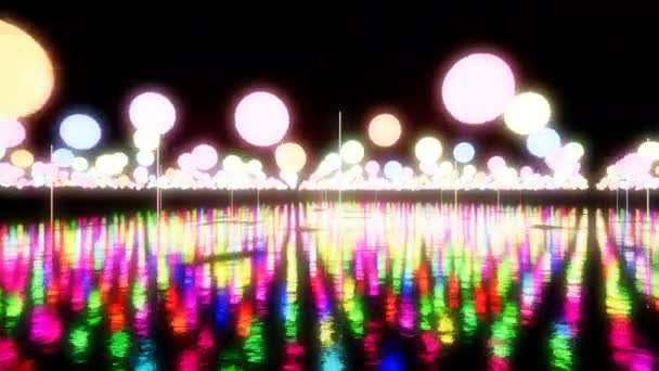Su üzerinde parlayan renk ışıkları — Stok video