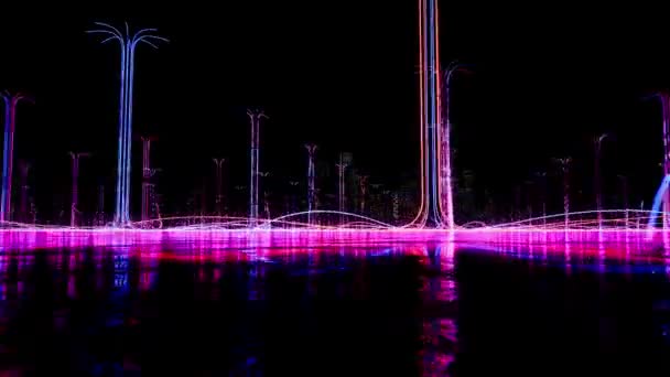 Su üzerinde parlayan renk ışıkları — Stok video