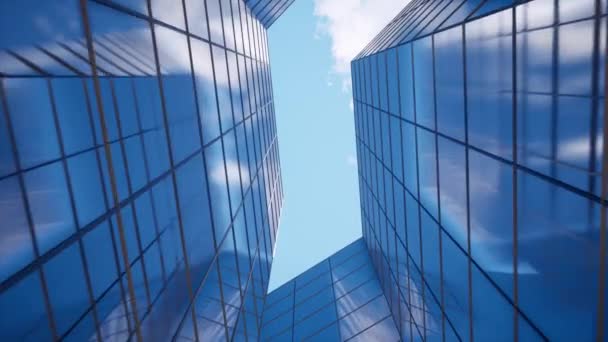 Laberinto de vidrio gran edificio de rascacielos — Vídeo de stock