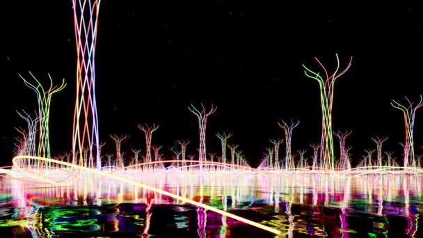 Farbe leuchten abstrakte Objekte auf See — Stockvideo