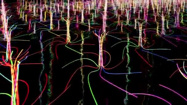 Farbe leuchten abstrakte Objekte auf See — Stockvideo