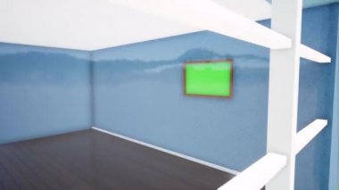 Fotoğraf çerçevesi ahşap duvara asılı, yatay. Izleme.