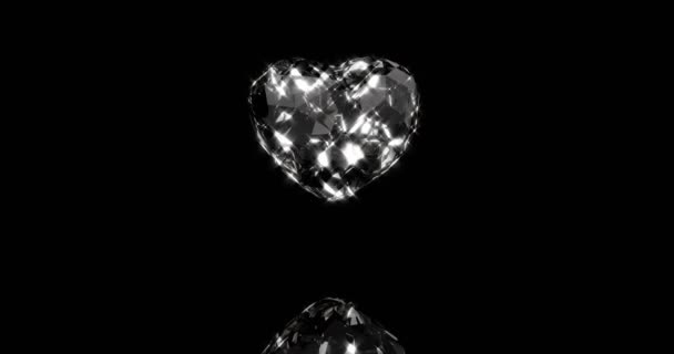 心脏破碎的玻璃在黑色 — 图库视频影像