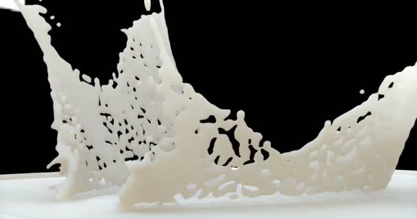 美しい王冠のスプラッシュを形成するミルクの滴下と水しぶき — ストック動画