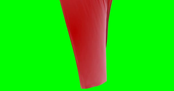 Tela de seda roja Cortina en pantalla verde . — Vídeo de stock