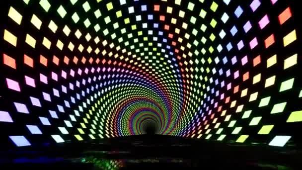 Neon-Spiraltunnel mit UV-Licht — Stockvideo