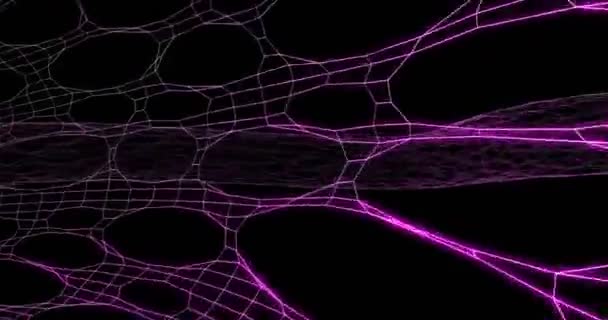 Neon tünel 3d render soyut sorunsuz arka plan, döngülü animasyon, floresan ultraviyole ışık, — Stok video