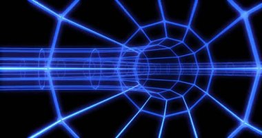 Neon tünel 3d render soyut sorunsuz arka plan, döngülü animasyon, floresan ultraviyole ışık,