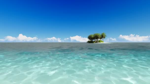 Piękna tropikalna wyspa z dużymi palmami — Wideo stockowe
