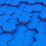 Geometrische blauwe zeshoek blokkeert 3D-bewegings beelden