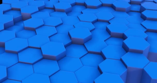 Geometric blue hexagon blocks 3d motion footage — Free Stock Video