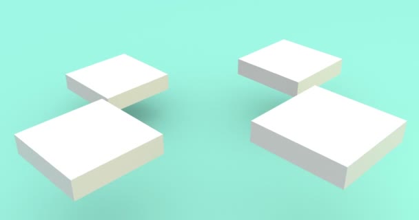 Het monteren van witte platformen in 3D Cube beelden — Stockvideo