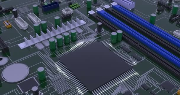 Computador macro placa mãe imagens realistas — Vídeo de Stock