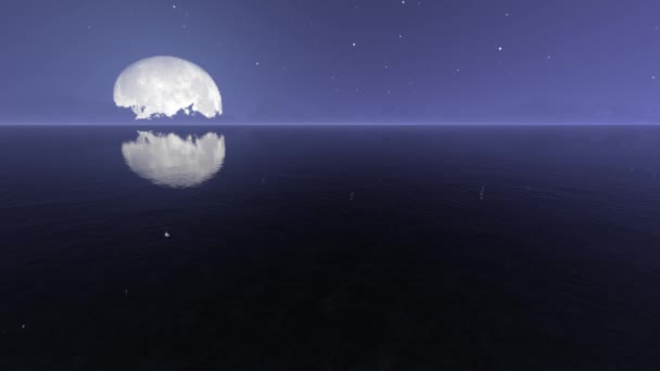 Night sea with moon realistic footage — Stock Video