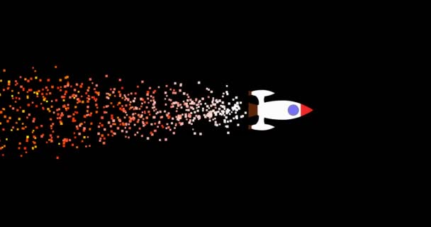 Kreslená kosmická loď startovací záběry — Stock video