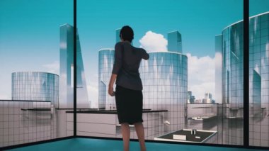 İş kadını sonraki büyük iş anlaşması video konsepti düşünüyor