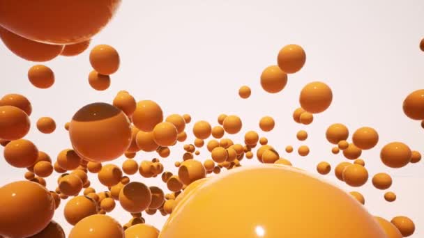 Abstracte zwevende 3D-ballen in luchtbeelden — Stockvideo