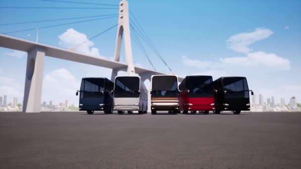 Autóbuszállomás a nappali 3D reális felvételeken — Stock videók