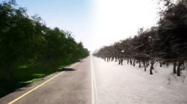 Yaz ve kış yol hareketi 3d gerçekçi görüntüleri