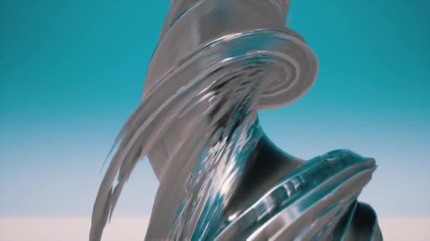 Srebrna spirala bliska abstrakcyjnego materiału 3D — Wideo stockowe