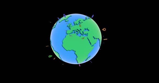 Terra girando em torno do eixo looped animação — Vídeo de Stock