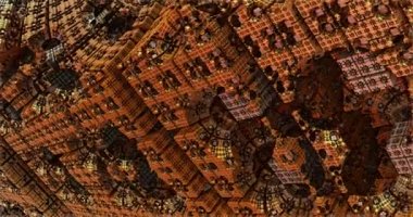 Futuristic metallic orange structure zoom in 3d realistic footage