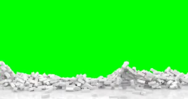 崩壊レンガの壁クロマキーフッテージ — ストック動画