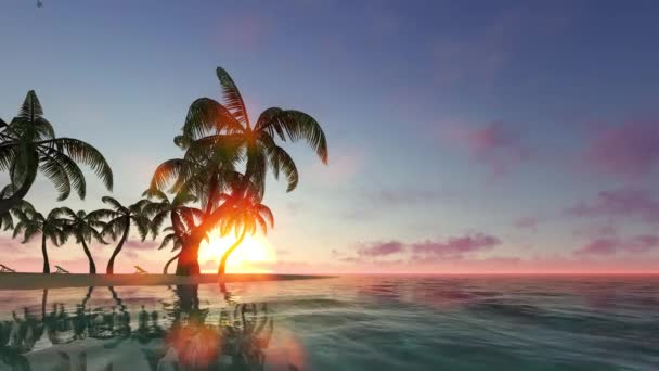 Схід і захід сонця на райському острові безшовні кадри — стокове відео
