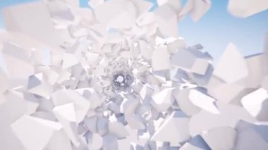 Beyaz geometrik bloklar tünel 3D pürüzsüz görüntüler
