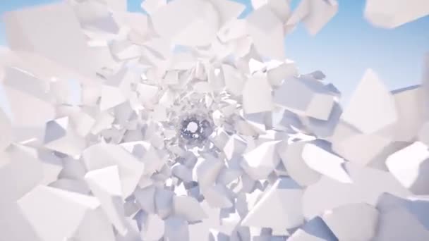 白い幾何学ブロックトンネル3Dシームレス映像 — ストック動画