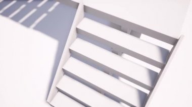 Beyaz merdiven gerçekçi 3D animasyon