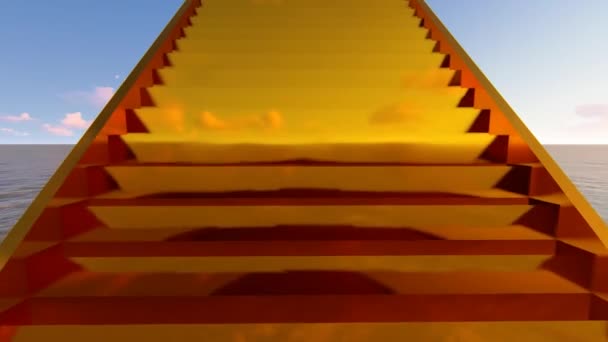 Endlose goldene Treppe 3D-Looping-Animation — Stockvideo