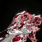 Pink wine fountain realistic animation