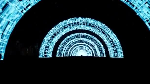 Bewegung durch Neon-Bögen 3D-Filmmaterial — Stockvideo