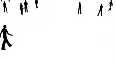 İnsanlar 3D görüntülerde yürüyen siluetler