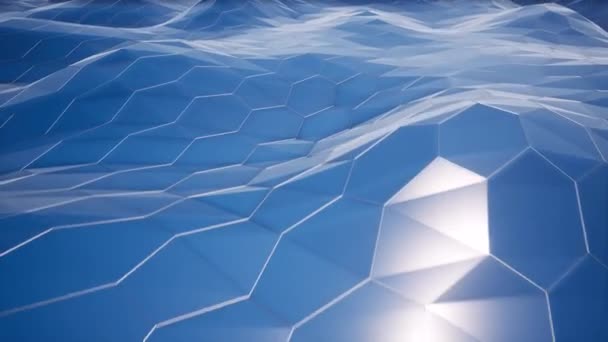 Geometrik şekiller mavi yüzey hareketi hava görüntüsü canlandırması — Stok video