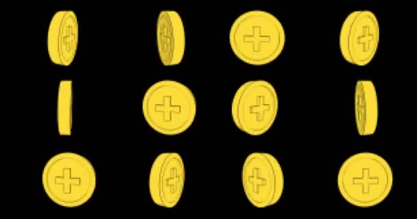 8 bit coins spinning around seamless animation — Stock Video