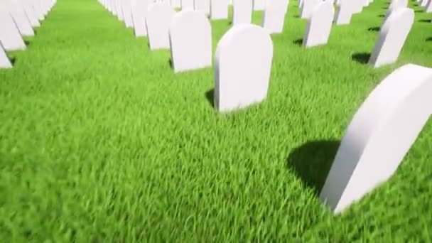 Beautiful 3d grave on grass — Stock Video