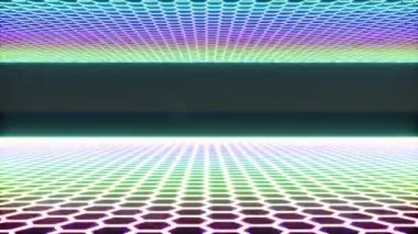 Neon altıgenler minimal kapak görüntüsü 3d minimum hareket tasarımı