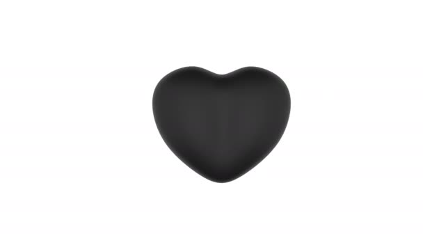 Чорне серце б'ється. 3d ілюстрація. Заграй в пір'їн. Концепція серця. Мінімалістична обкладинка. 3d мінімальний дизайн руху — стокове відео