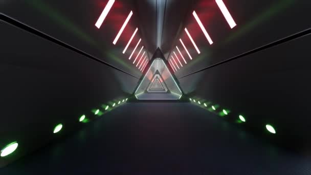 Неоновий коридорний тунель в абстрактному стилі. Дизайн ігор. Неонове світло. Світлодіодне світло . — стокове відео