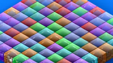 Cam izometrik blok assembly 3d minimal hareket tasarımı basit geometrik biçimler