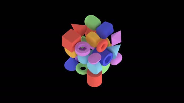 Современный изометрический блок. Цветная геометрическая форма. Проектирование футуристических технологий . — стоковое видео