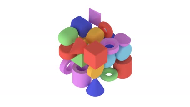 Простые геометрические трехмерные формы минималистичные съемки покрытия минимальный дизайн движения — стоковое видео
