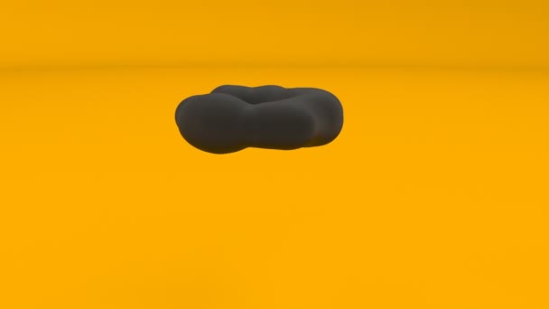 Schwarzer Metaball auf Orange. Minimalistisches Cover-Material. Pop- und Tanzstimmung Digitale Technologie. — Stockvideo